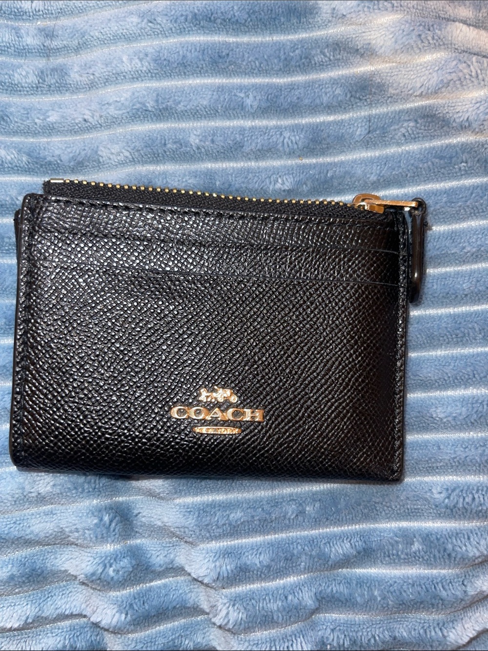 COACH Women’s Black Leather Card Case with Zip
